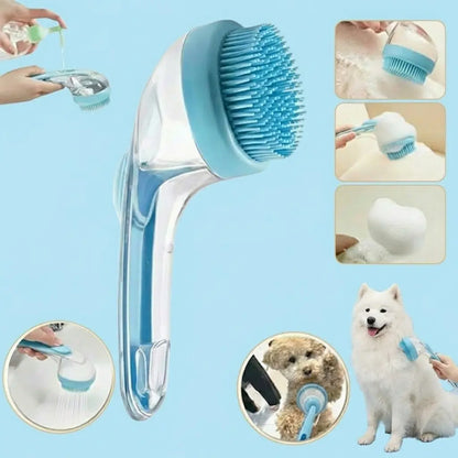 2026 Enhanced 2-in-1 Pet Bath Brush with Soap Dispenser, 8 x 3 x 4 Inches, Soft Silicone Grooming and Shedding Comb for Dogs and Cats, Gentle Massage Scrubber for Effortless Bathing and Improved Coat Cleanliness