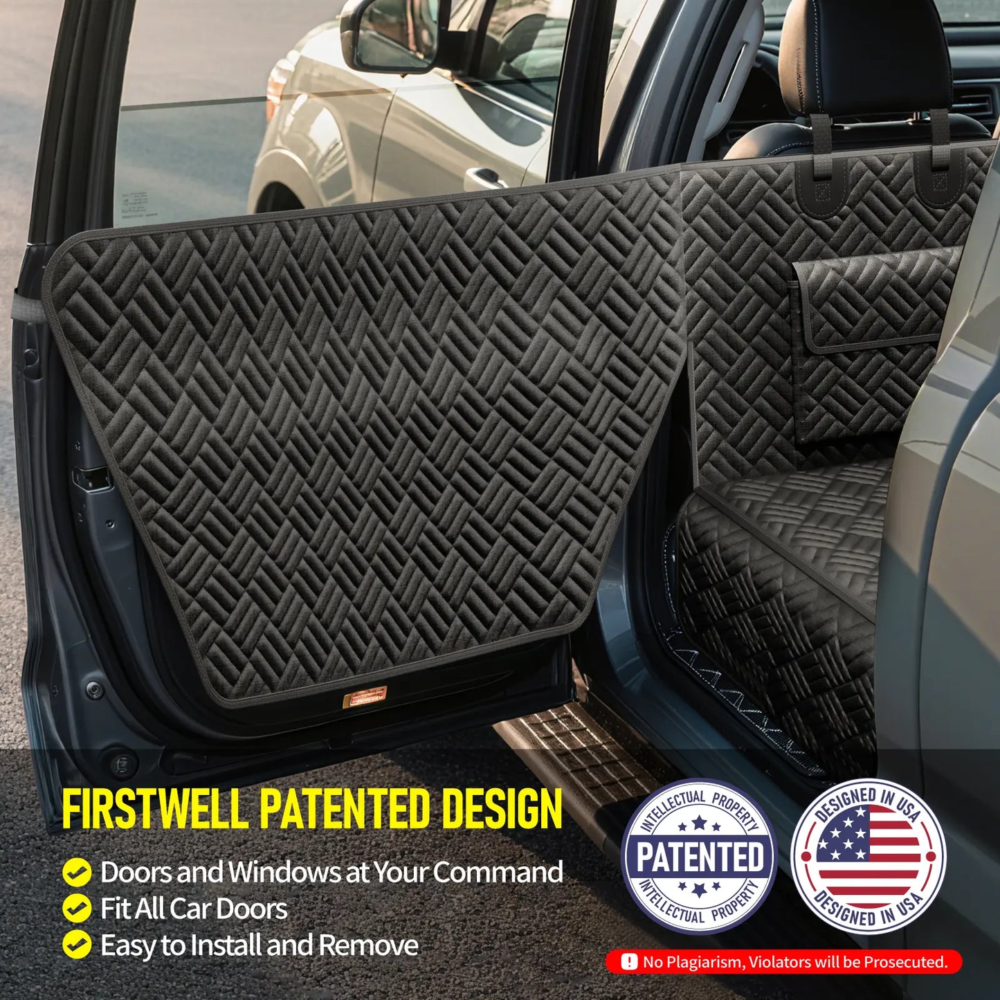 Premium Dog Car Seat Cover with Reinforced Base, Supports up to 400 lbs | Innovative Waterproof Dog Hammock Back Seat Extender for Cars, SUVs, and Full-Size Trucks (Available in Small & Large Sizes)